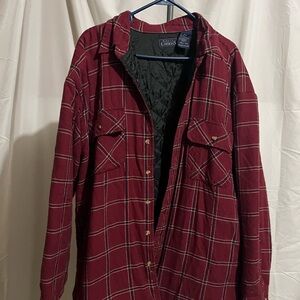 Eddie Bauer Men's Burgundy Plaid Shirt Jacket